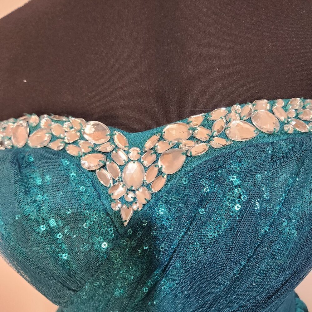 Y2K Vintage Lily Rose Green Tulle Short Semi Formal Size 5 - Picture 4 of 11